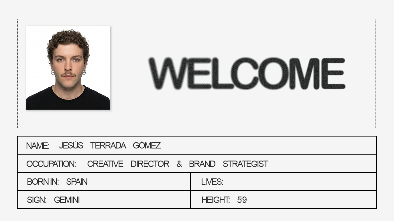 Welcome — Jesús Terrada Gómez, Creative Director & Brand Strategist